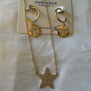 Park Lane Gold Star Pendant Necklace with Matching Hoop Star Earrings
